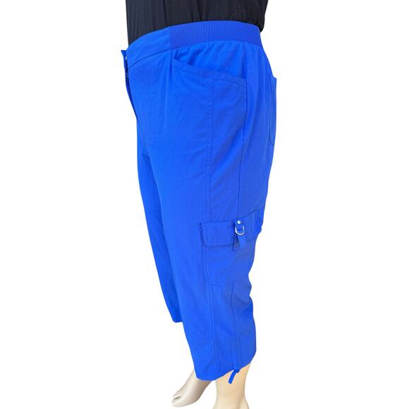 Chico's Zenergy 3 XL 16 Travel 2 Piece Set Blue Wave Jacket Capri Cargo Pants - Picture 12 of 13